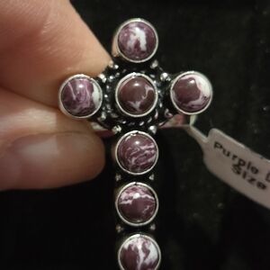 Purple Dahlia Cross Ring — Size 8 —